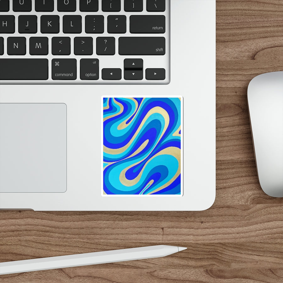 Blue & Gold Trippy Lines Stickers