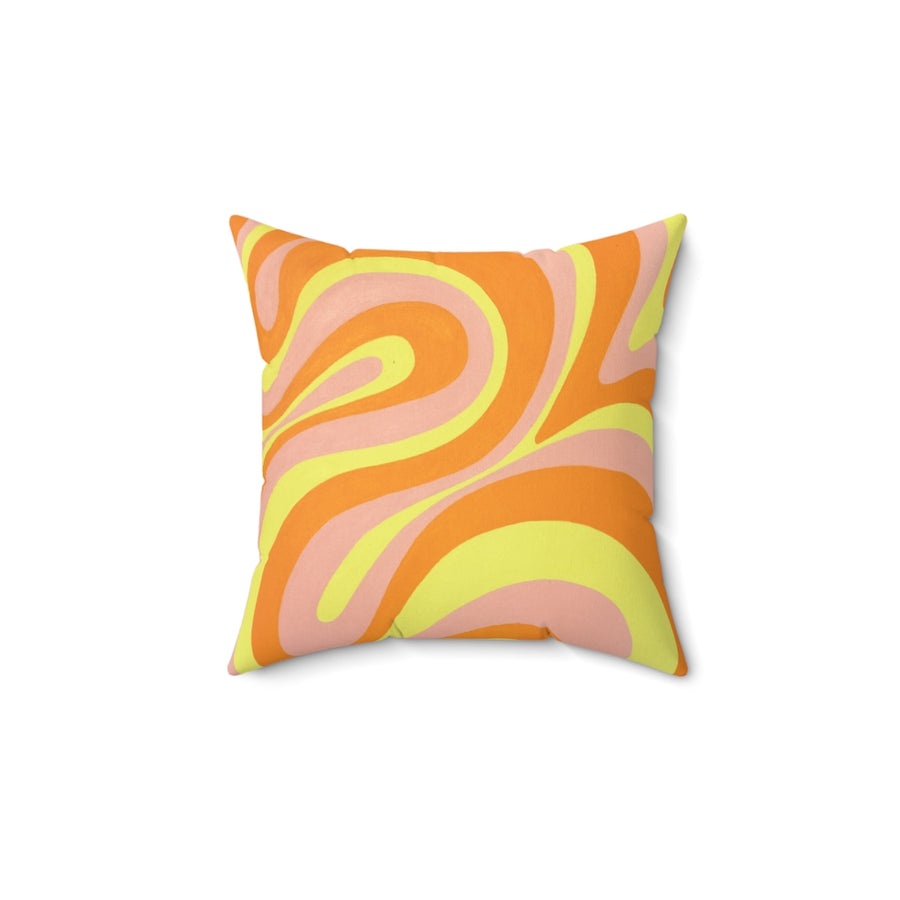 Orange, Yellow & Pink Trippy Lines Throw Pillow