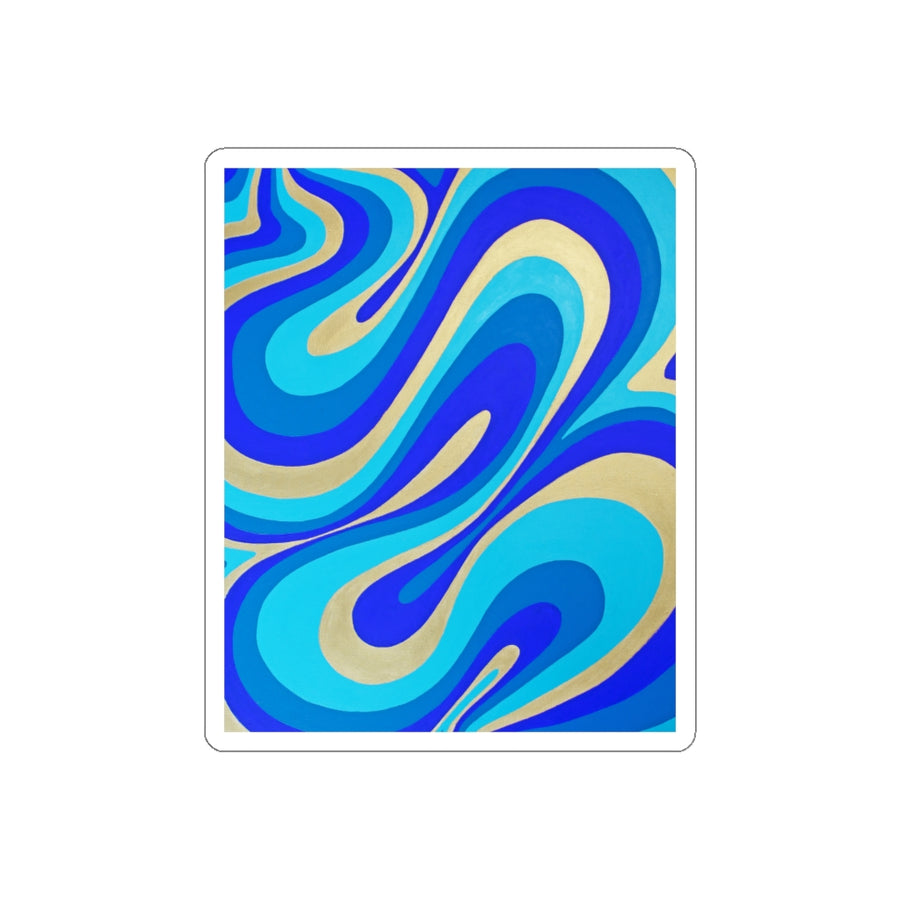 Blue & Gold Trippy Lines Stickers