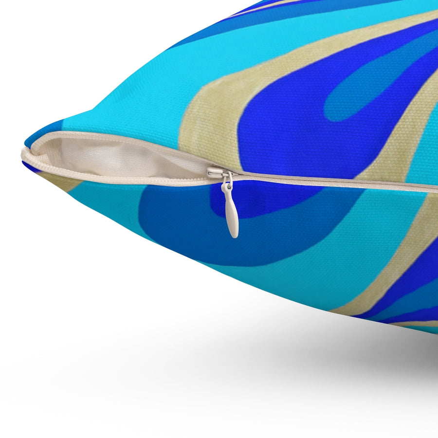 Blue & Gold Trippy Lines Throw Pillow