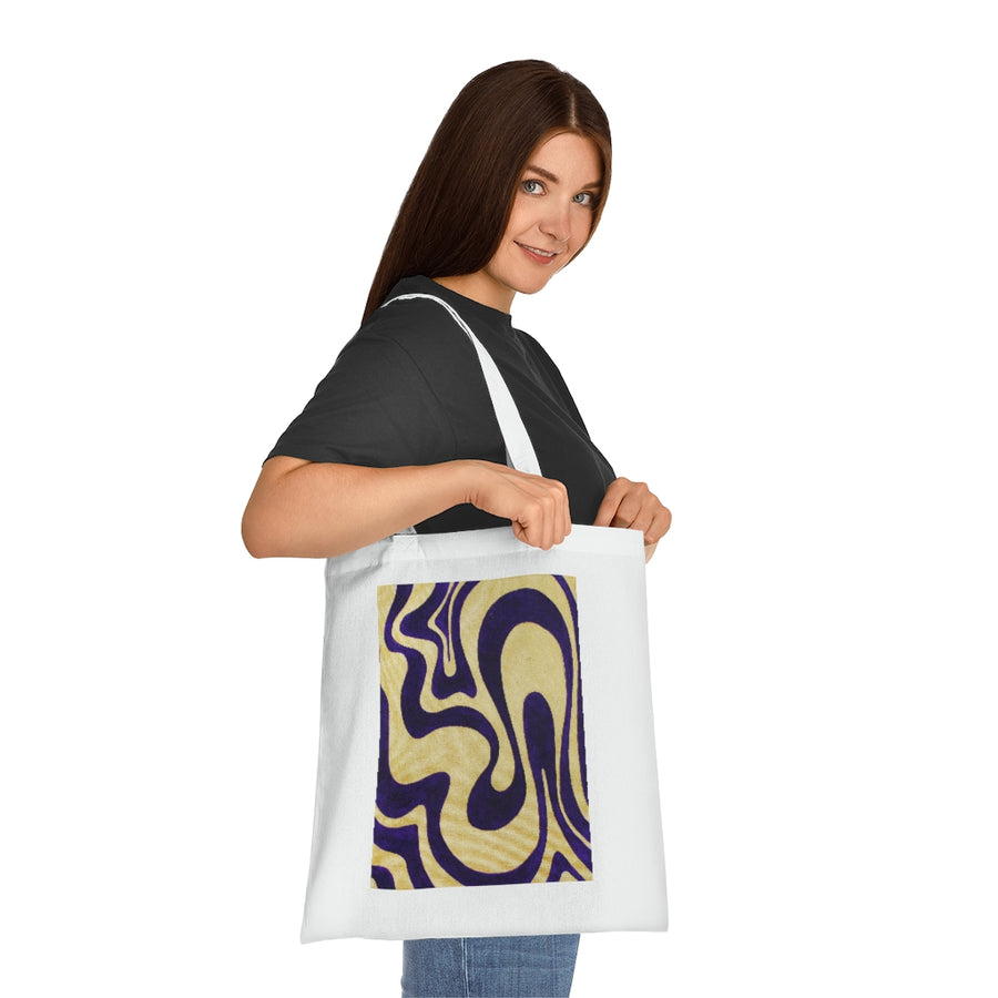 Purple & Gold Trippy Lines Tote Bag