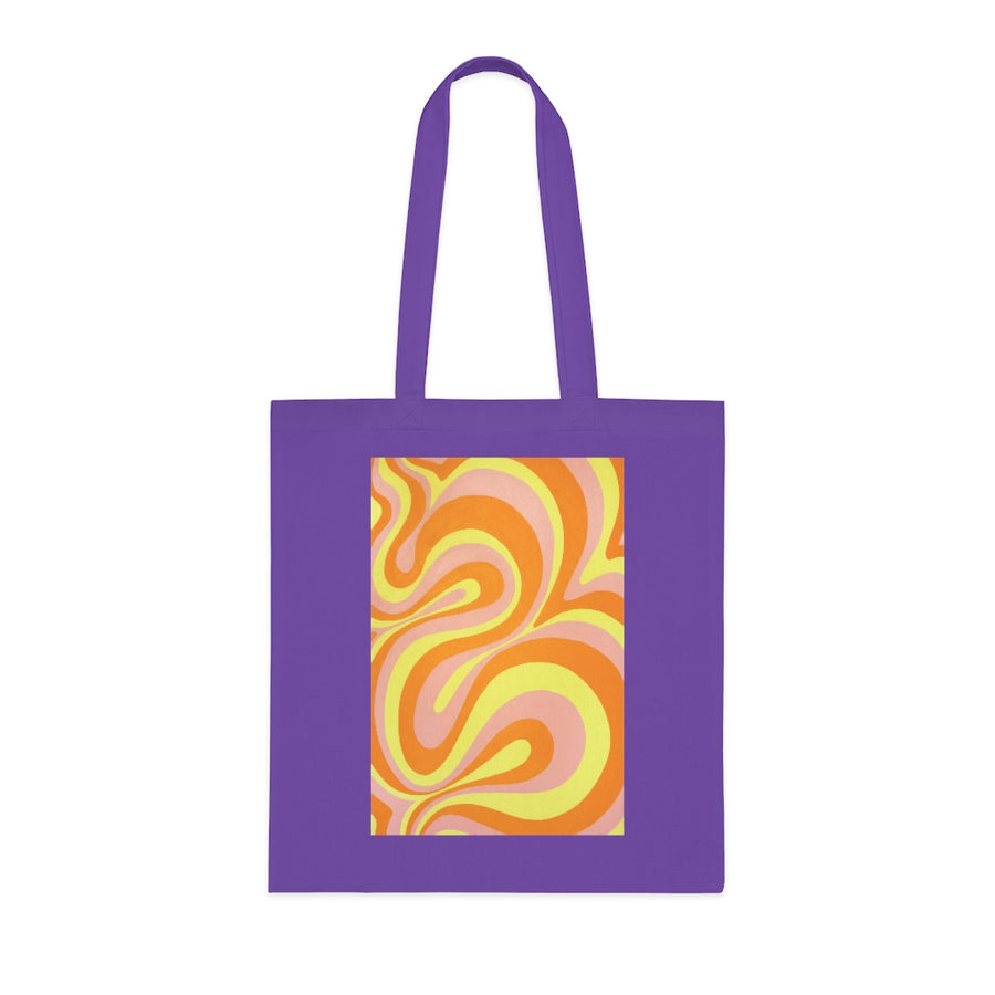 Orange, Yellow & Pink Trippy Lines Tote Bag