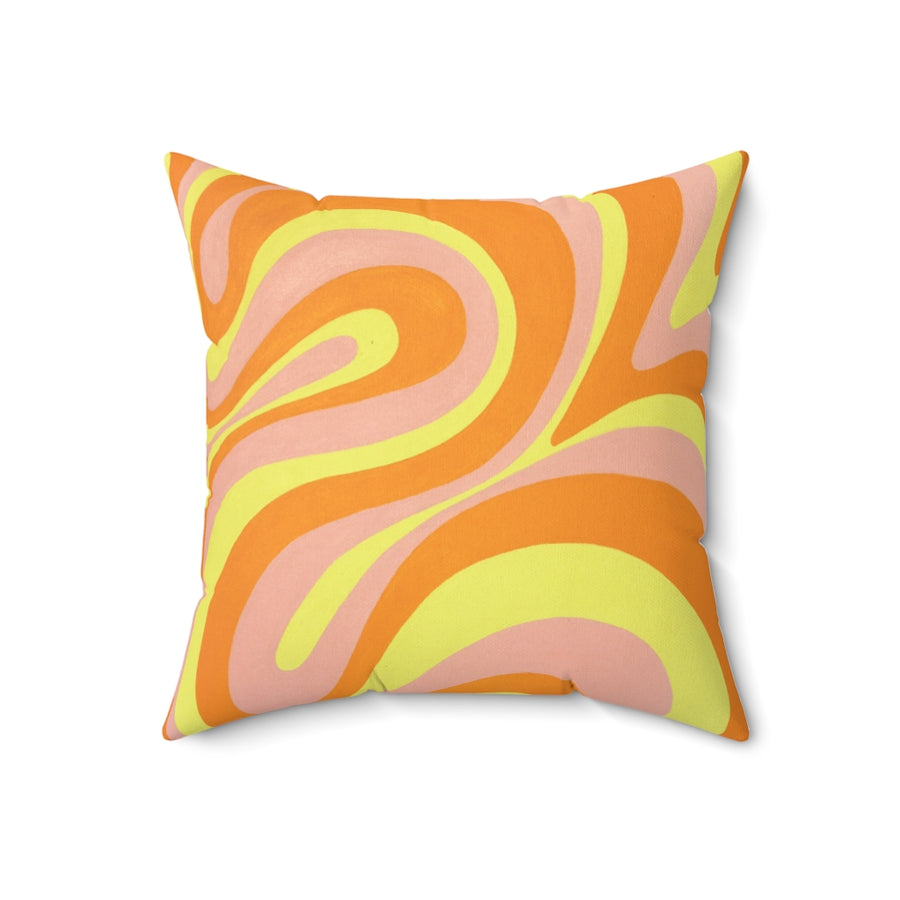 Orange, Yellow & Pink Trippy Lines Throw Pillow