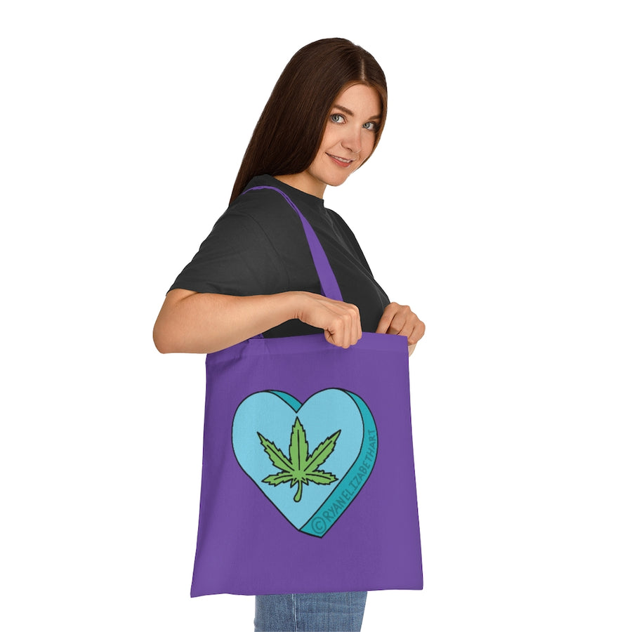 Weed Leaf Candy Heart Tote