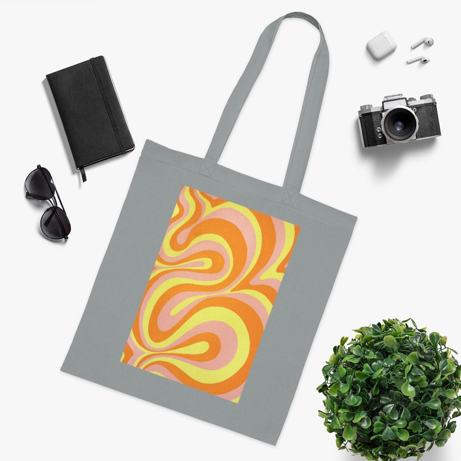 Orange, Yellow & Pink Trippy Lines Tote Bag