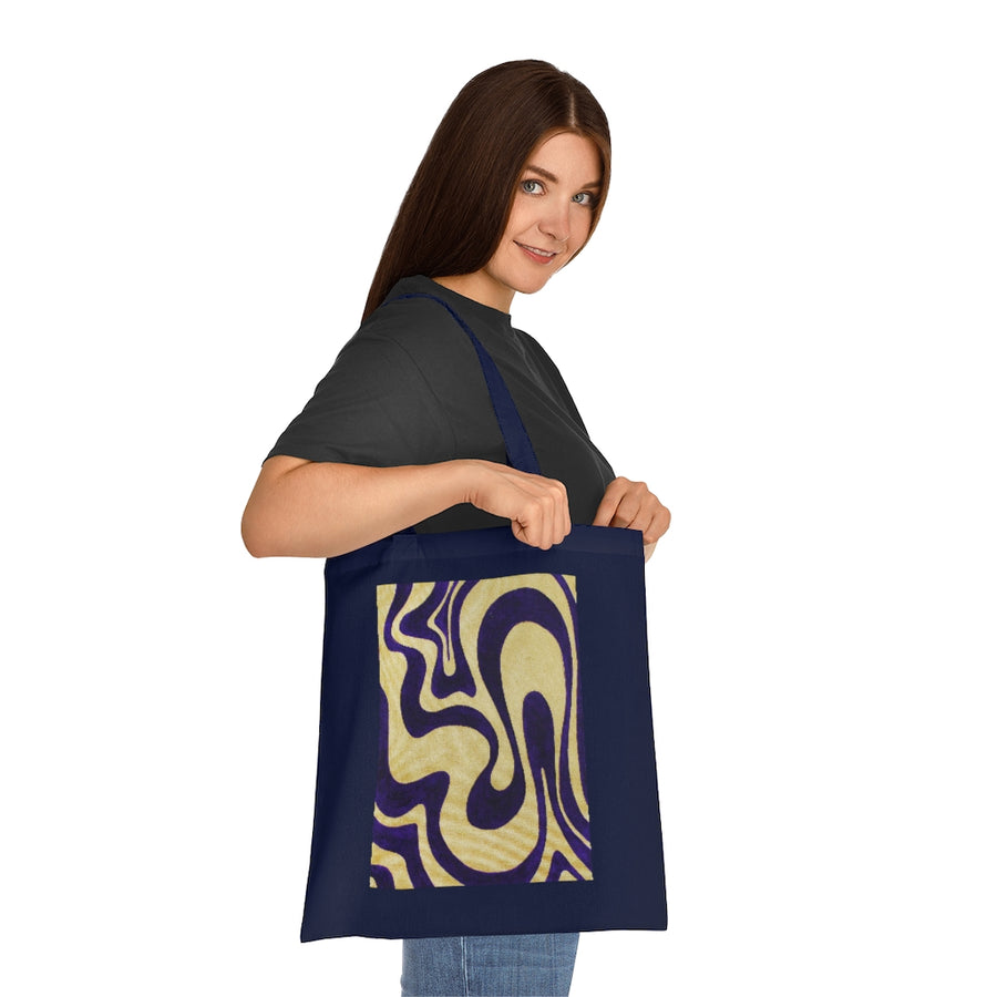 Purple & Gold Trippy Lines Tote Bag