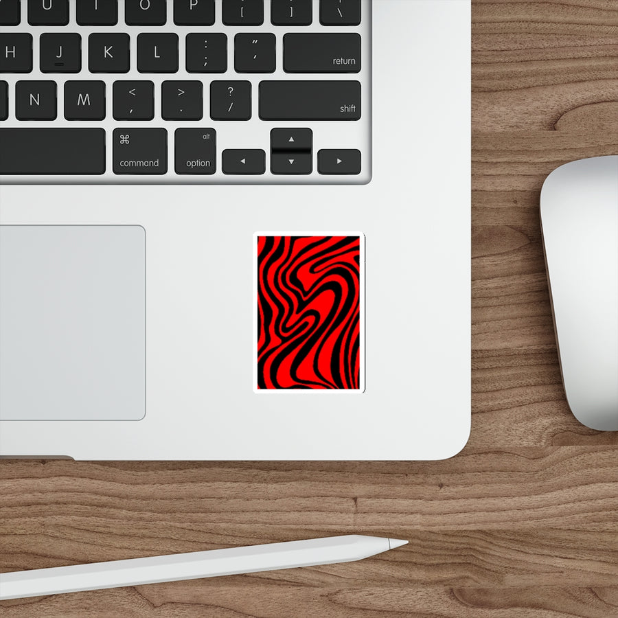 Red & Black Trippy Lines Stickers