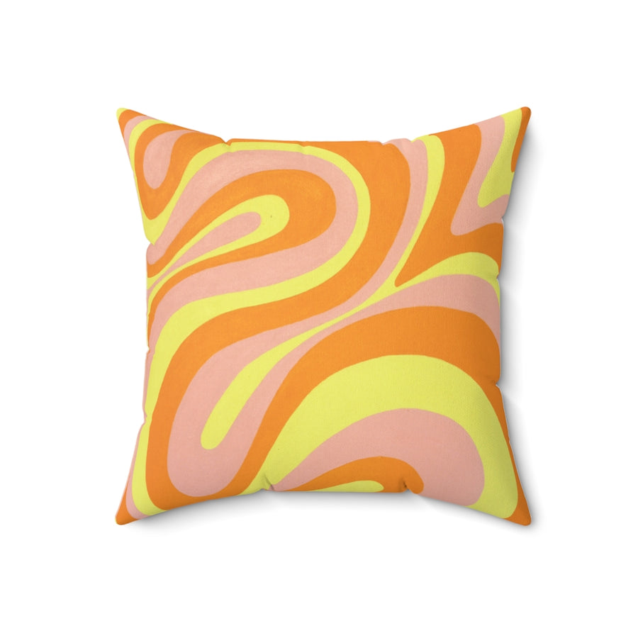 Orange, Yellow & Pink Trippy Lines Throw Pillow