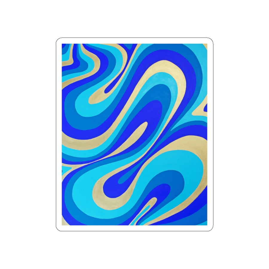 Blue & Gold Trippy Lines Stickers