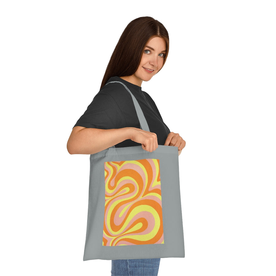 Orange, Yellow & Pink Trippy Lines Tote Bag