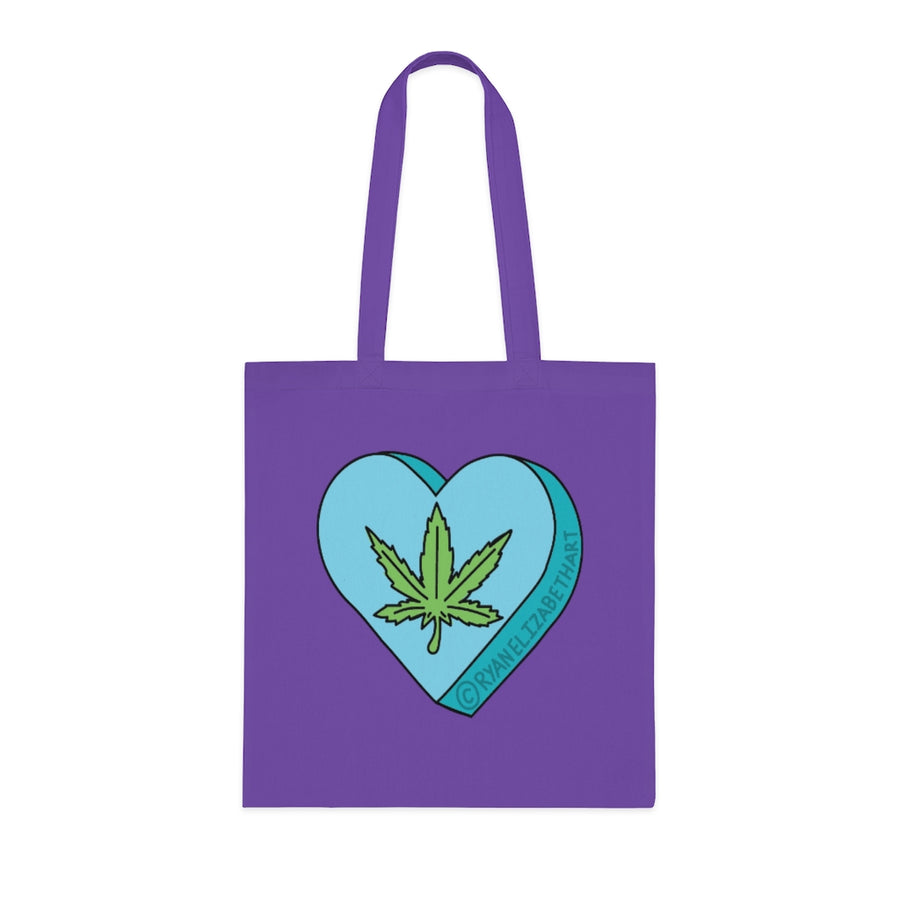 Weed Leaf Candy Heart Tote