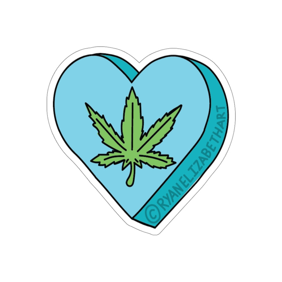 Weed Leaf Candy Heart Sticker