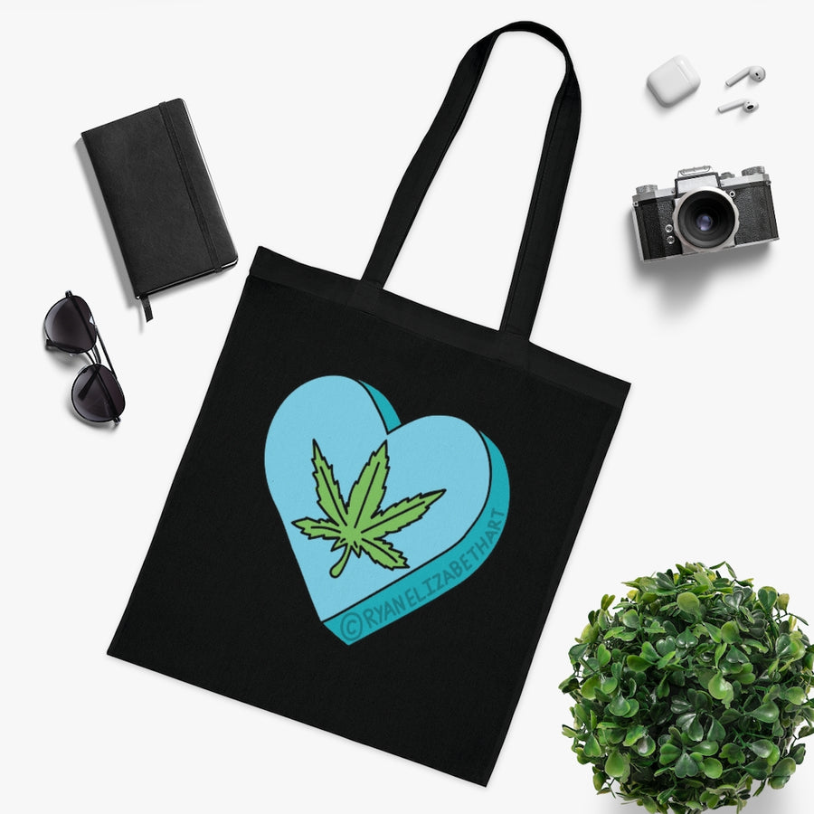 Weed Leaf Candy Heart Tote