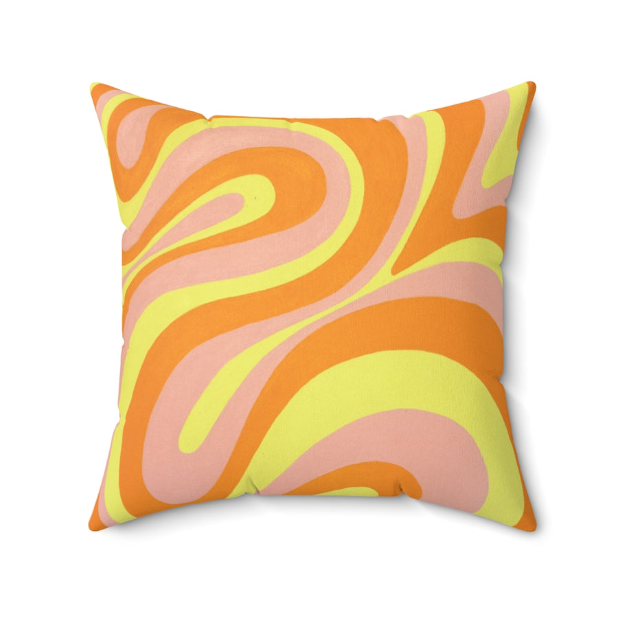 Orange, Yellow & Pink Trippy Lines Throw Pillow