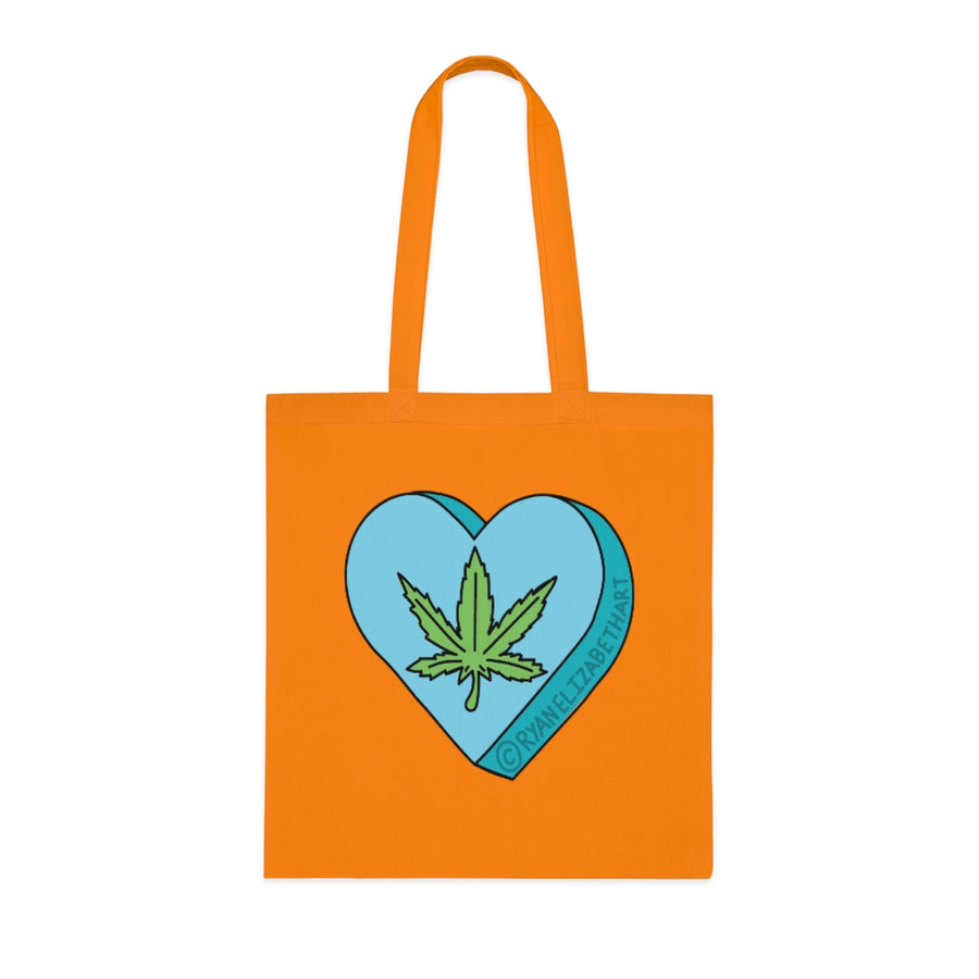 Weed Leaf Candy Heart Tote