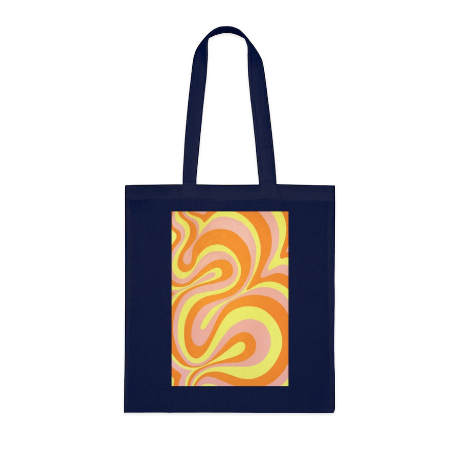 Orange, Yellow & Pink Trippy Lines Tote Bag