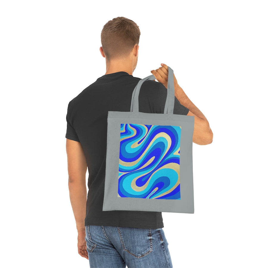 Blue & Gold Trippy Lines Tote