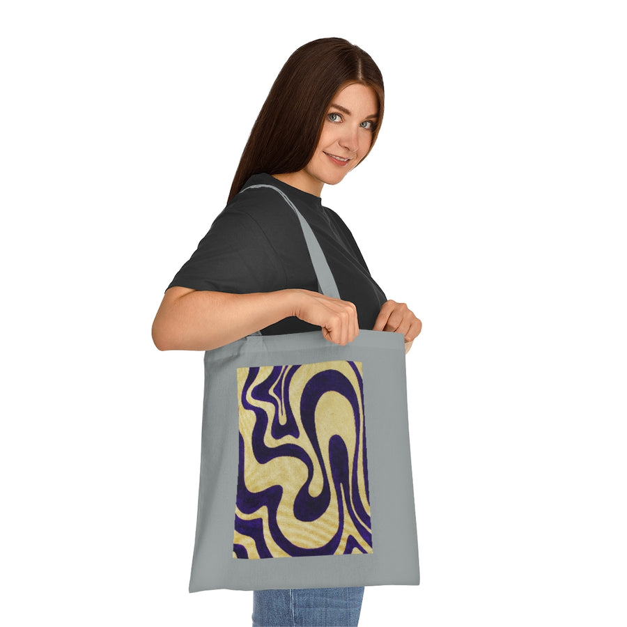 Purple & Gold Trippy Lines Tote Bag