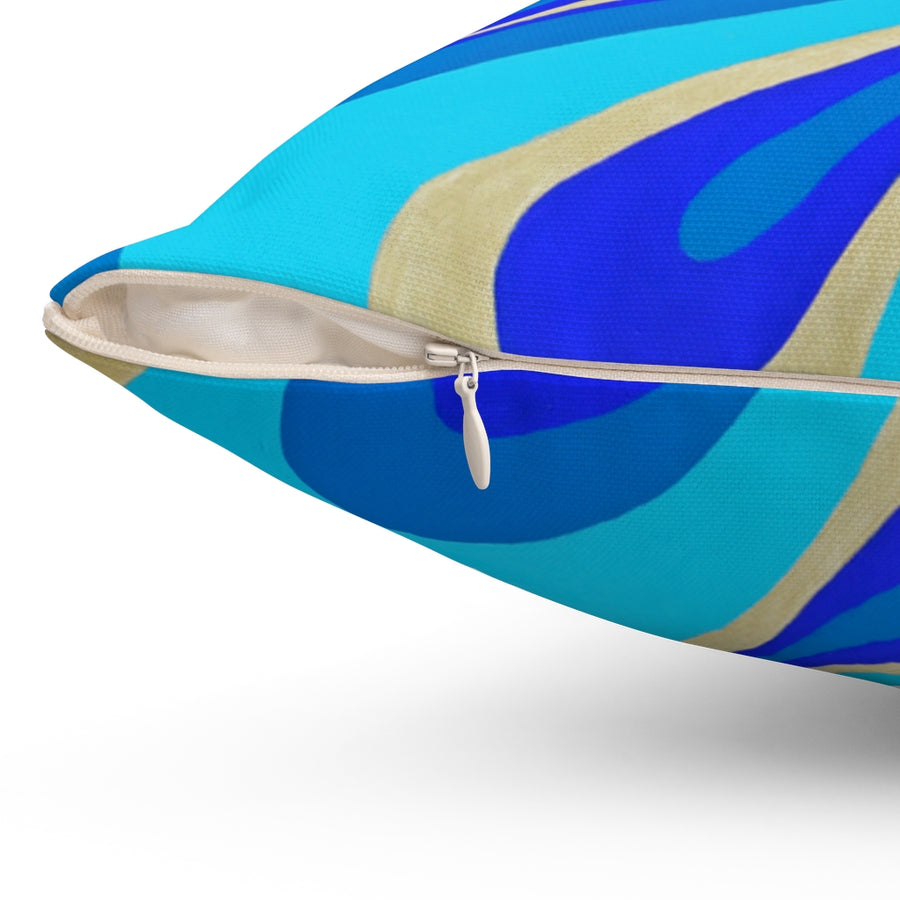 Blue & Gold Trippy Lines Throw Pillow