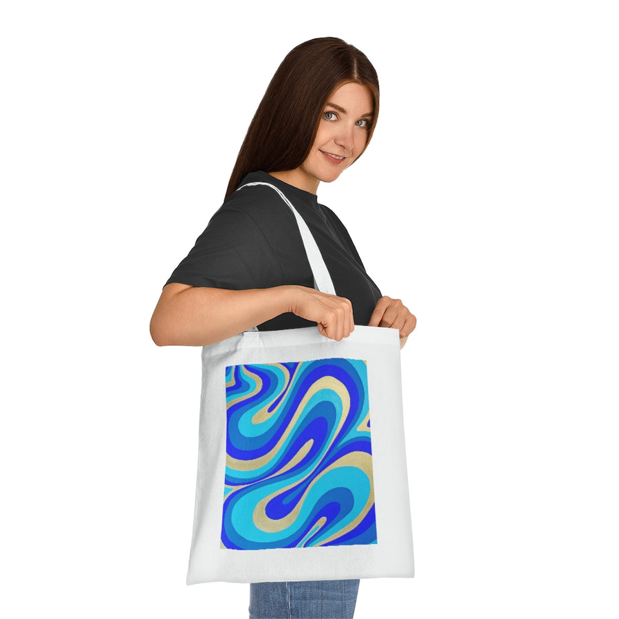 Blue & Gold Trippy Lines Tote