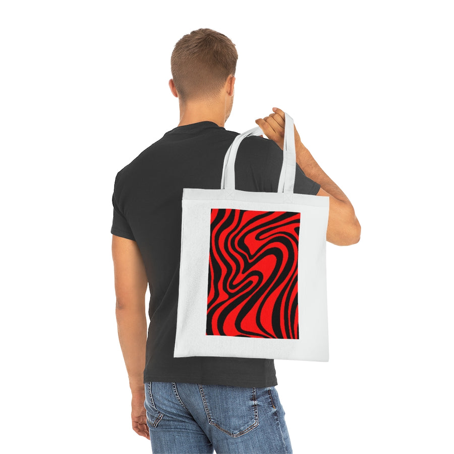 Red & Black Trippy Lines Tote Bag