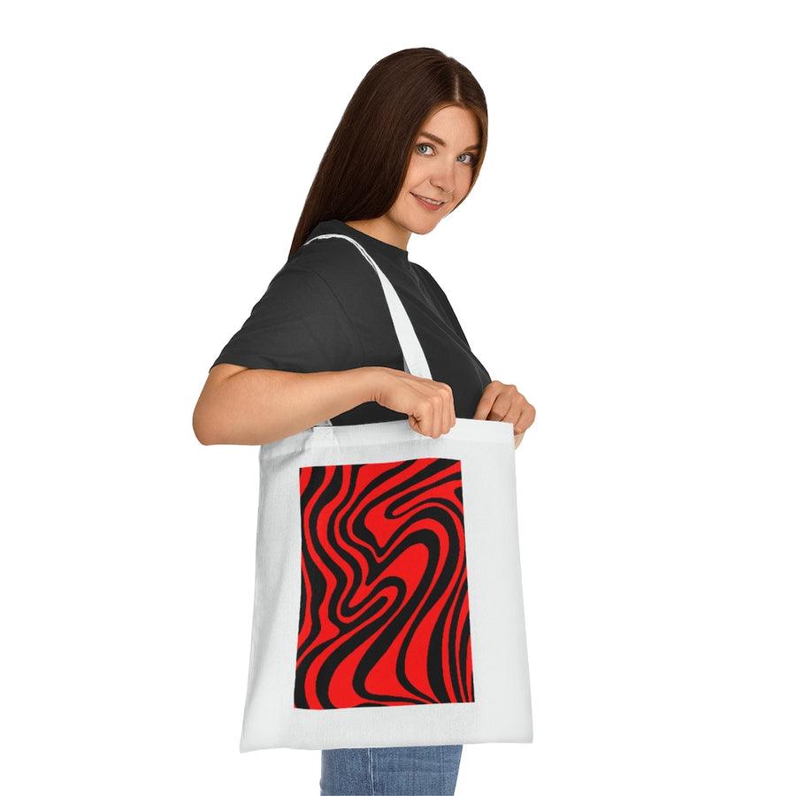 Red & Black Trippy Lines Tote Bag