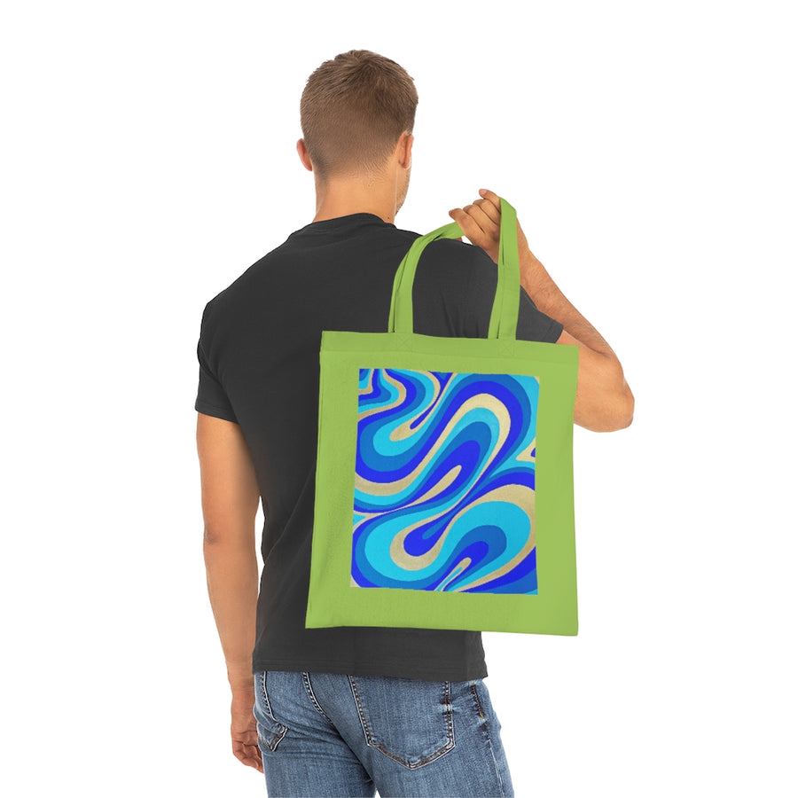 Blue & Gold Trippy Lines Tote