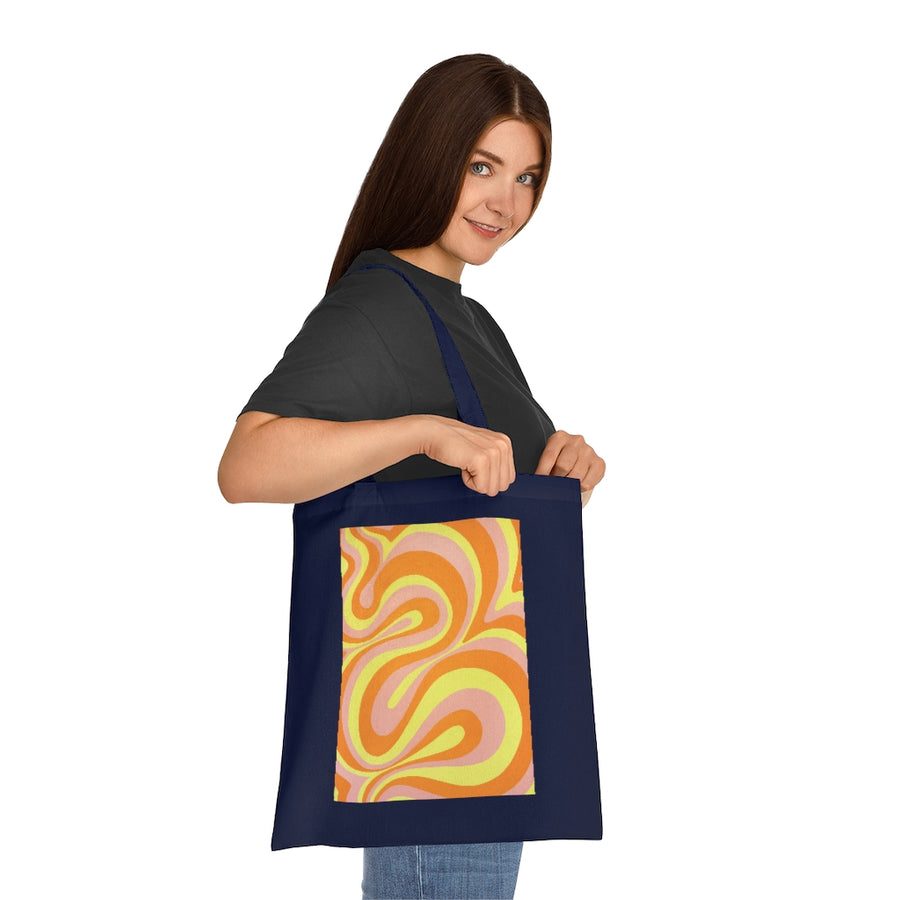 Orange, Yellow & Pink Trippy Lines Tote Bag