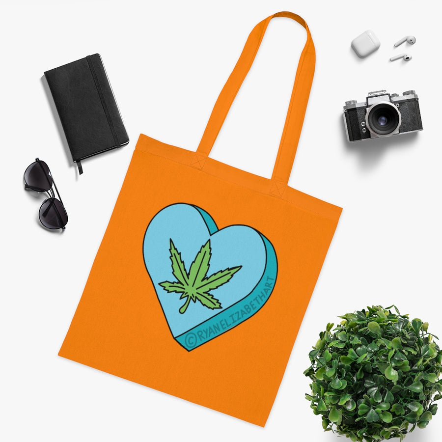 Weed Leaf Candy Heart Tote