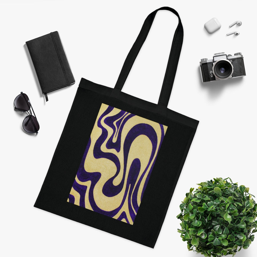 Purple & Gold Trippy Lines Tote Bag