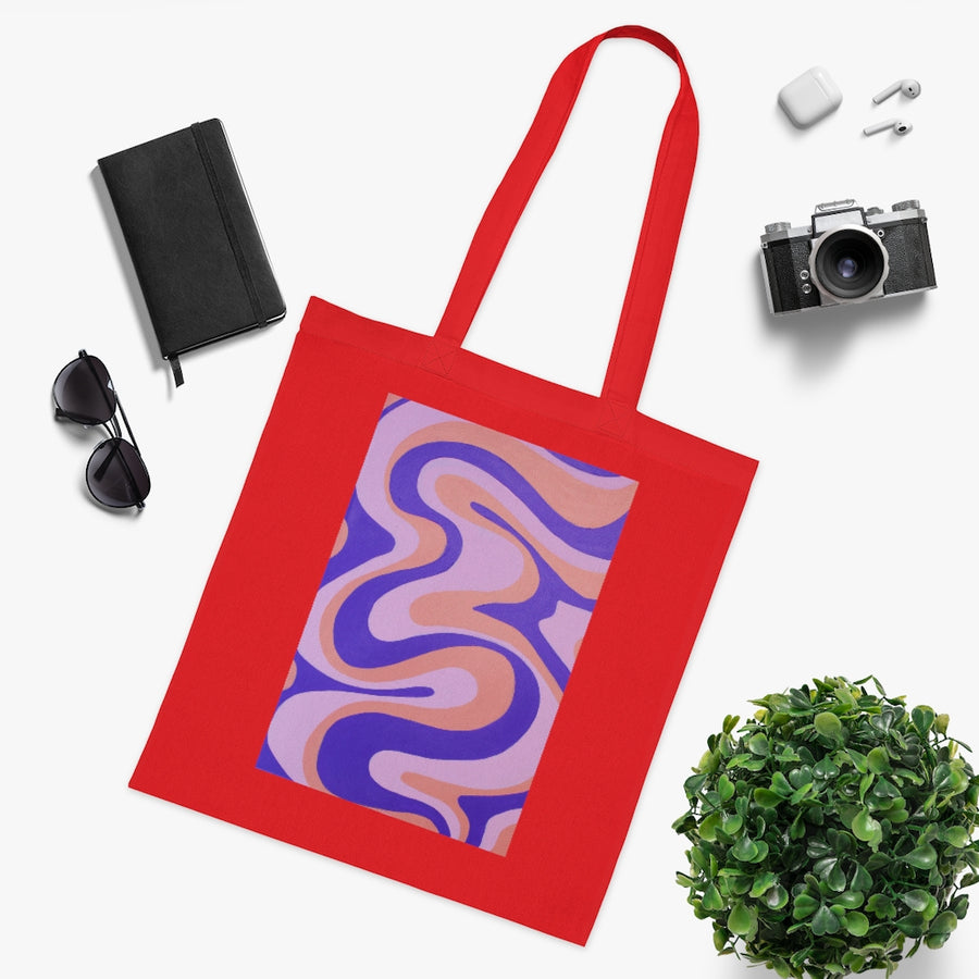 Purple, Orange & Pink trippy Lines Tote Bag