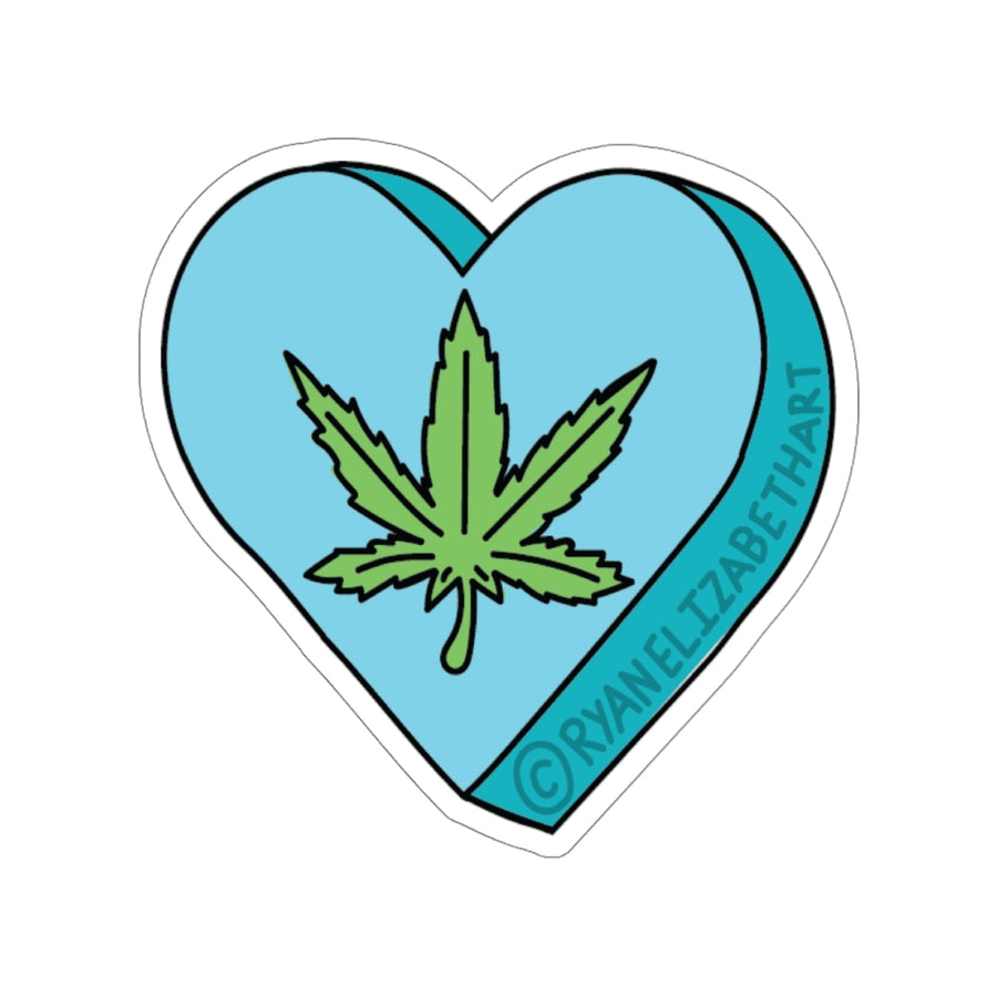 Weed Leaf Candy Heart Sticker