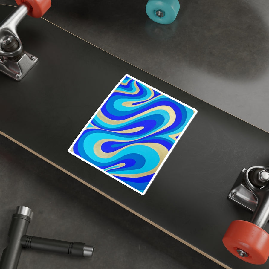 Blue & Gold Trippy Lines Stickers