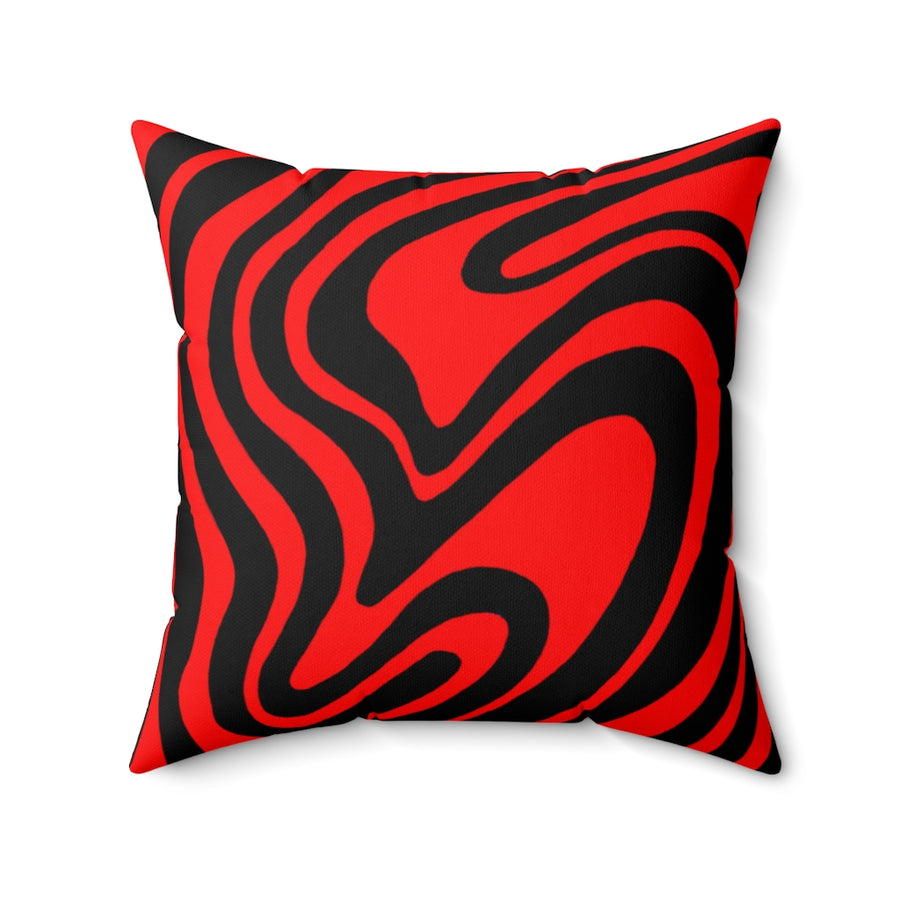 Red & Black Trippy Lines Throw Pillow