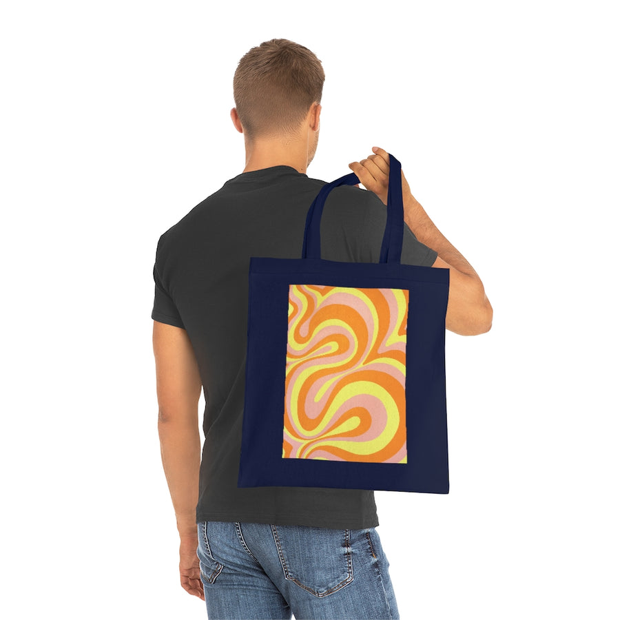 Orange, Yellow & Pink Trippy Lines Tote Bag