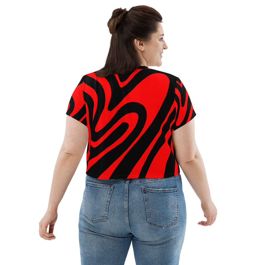 Black & Red Trippy Lines Crop Top