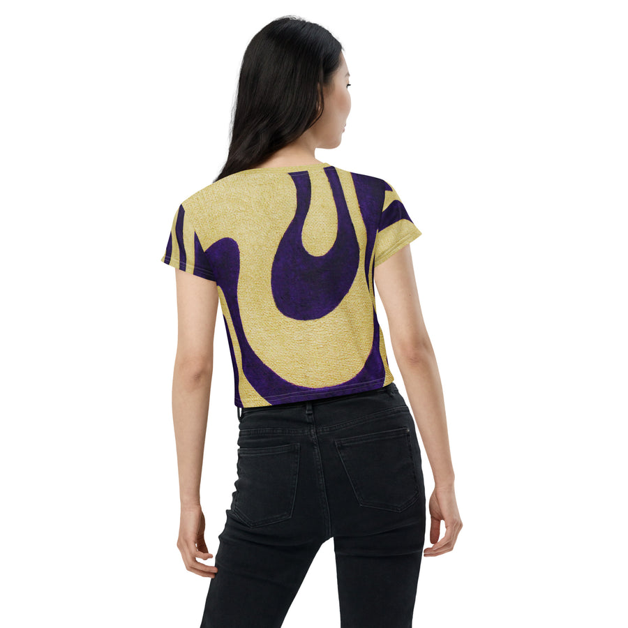 Purple & Gold Trippy Lines Crop Top