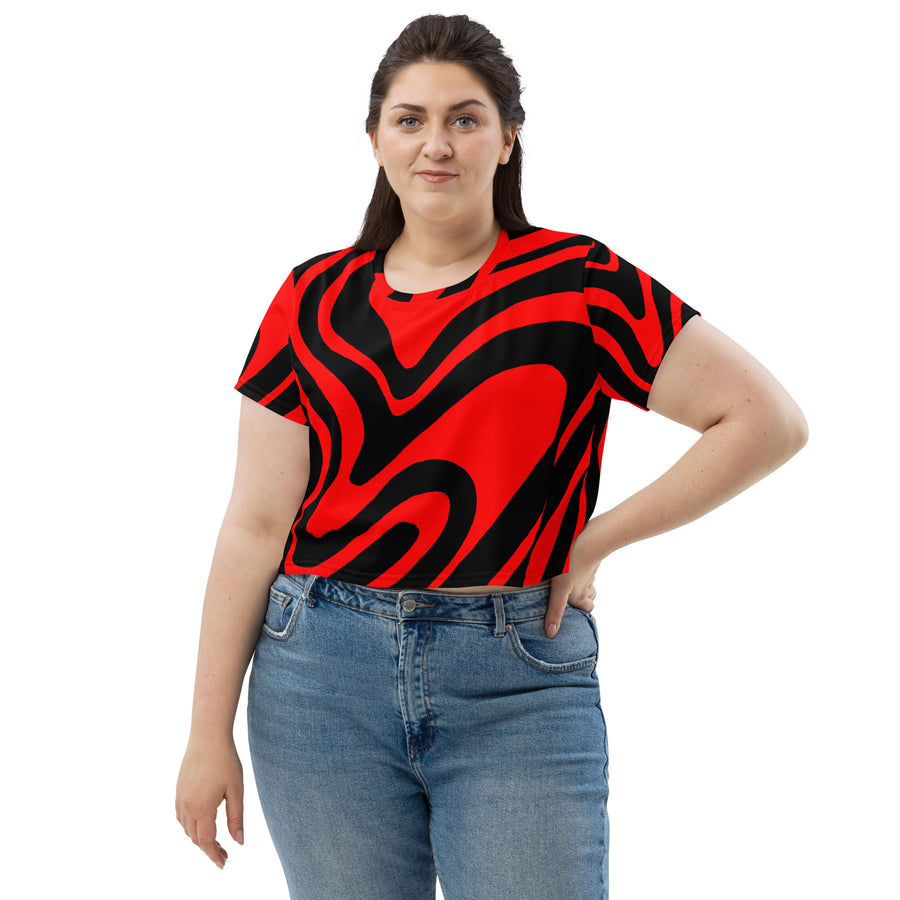 Black & Red Trippy Lines Crop Top