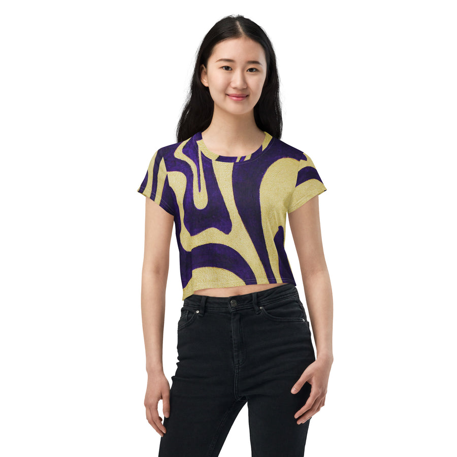 Purple & Gold Trippy Lines Crop Top