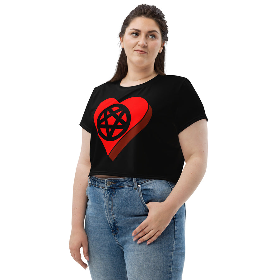 Pentagram Candy Heart Crop Top