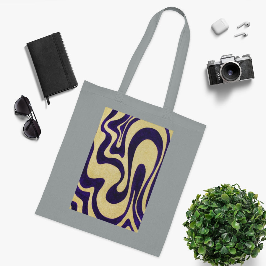 Purple & Gold Trippy Lines Tote Bag