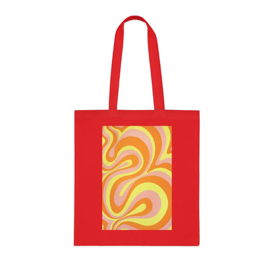 Orange, Yellow & Pink Trippy Lines Tote Bag