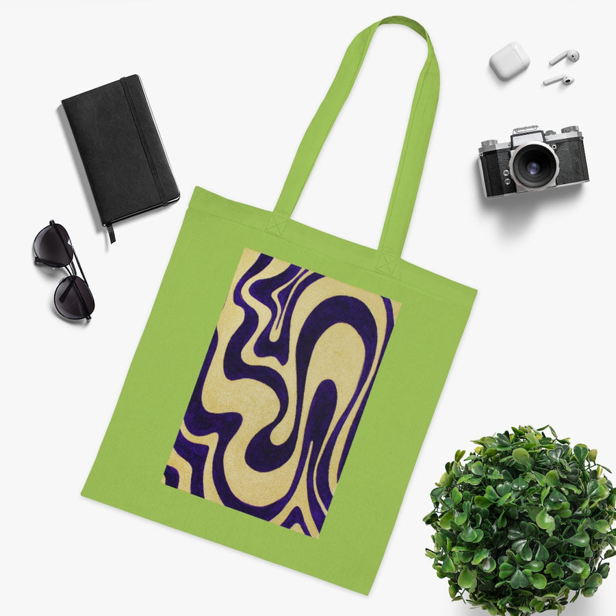 Purple & Gold Trippy Lines Tote Bag