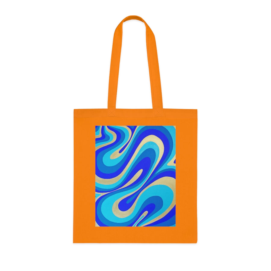 Blue & Gold Trippy Lines Tote