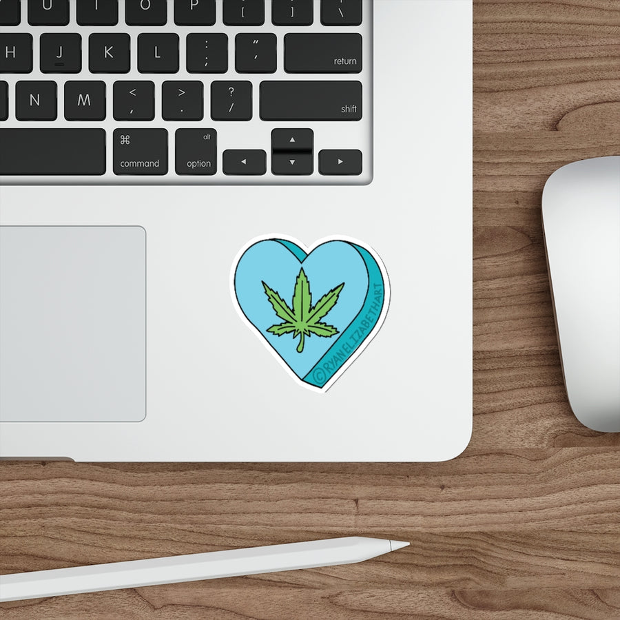 Weed Leaf Candy Heart Sticker