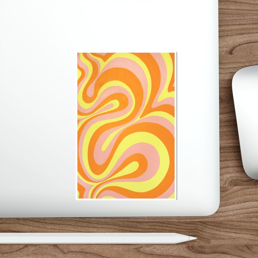 Orange, Yellow & Pink Trippy Lines Stickers