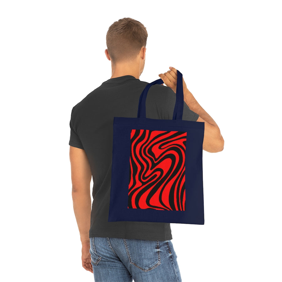 Red & Black Trippy Lines Tote Bag