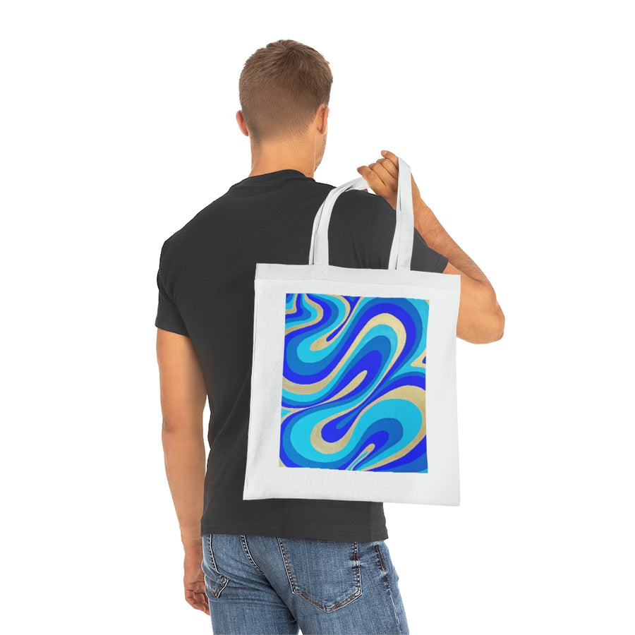 Blue & Gold Trippy Lines Tote