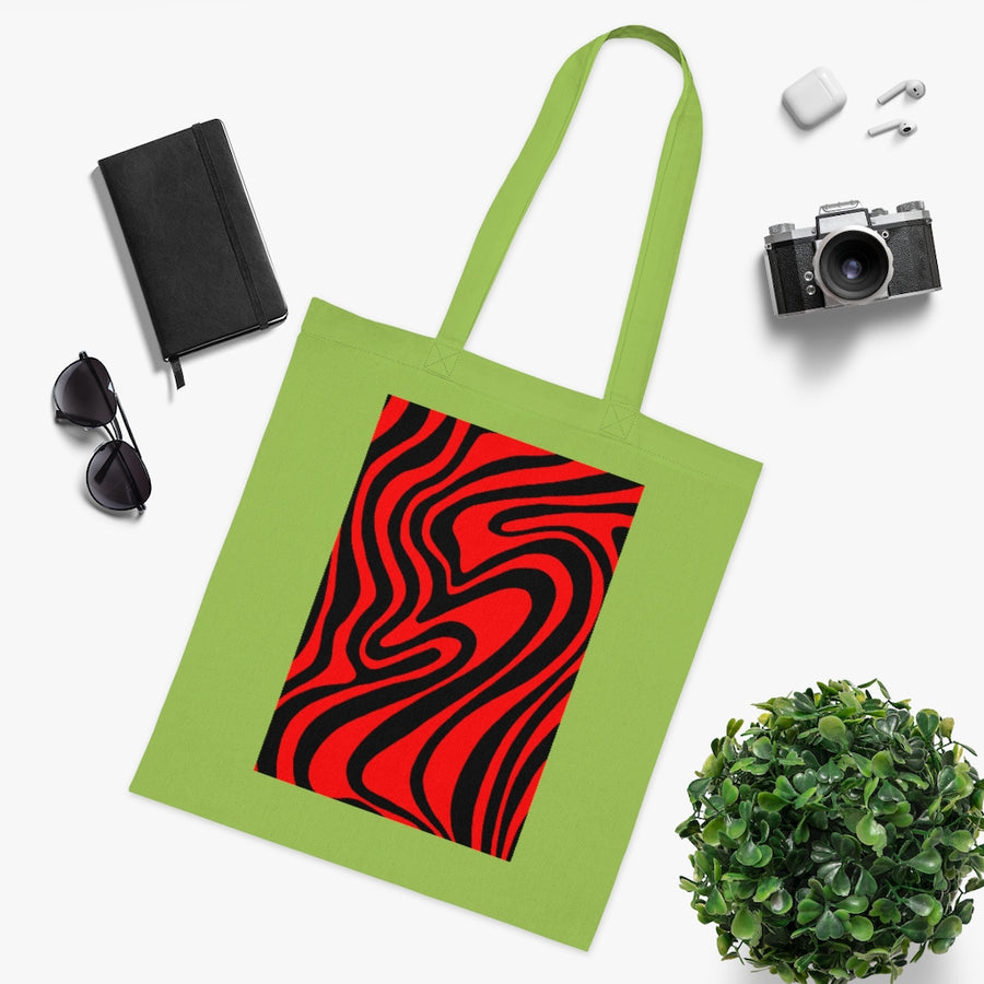 Red & Black Trippy Lines Tote Bag