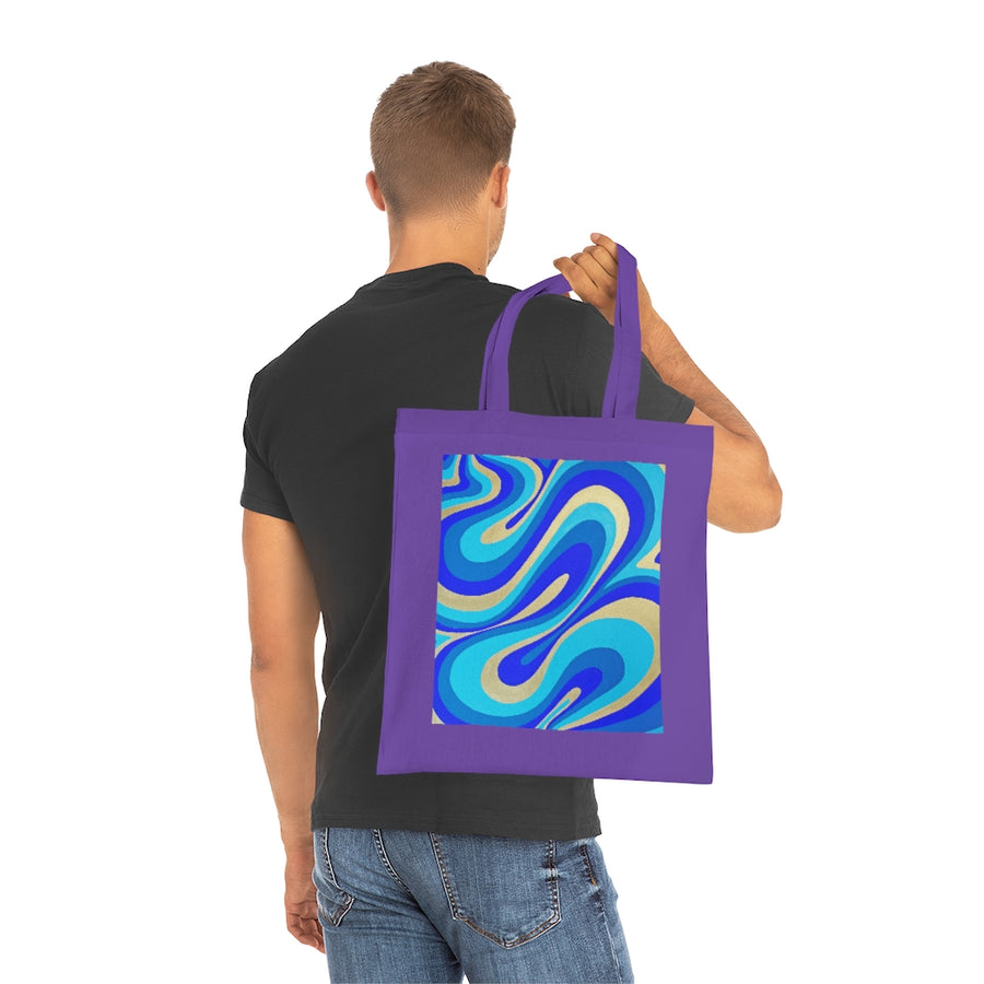 Blue & Gold Trippy Lines Tote